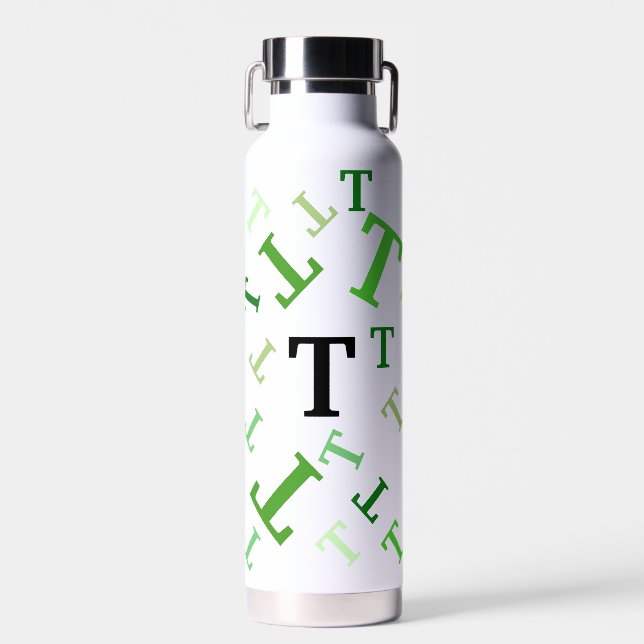 Water Bottle - Jumbled Letters in Green (Front)