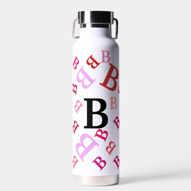 Water Bottle - Jumbled Letters in Reds (Front)