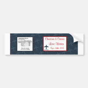 Water Bottle Label Aeroplane Flight  Blue/Red Flyi