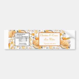 Water Bottle Label Assorted Seashells Orange
