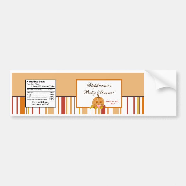 Water Bottle Label Autumn Fall Pumpkin Baby (Front)