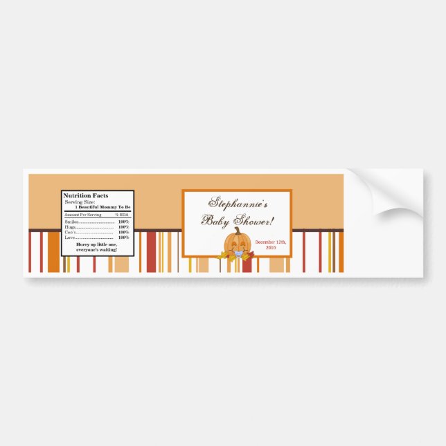 Water Bottle Label Autumn Fall Pumpkin Baby (Front)