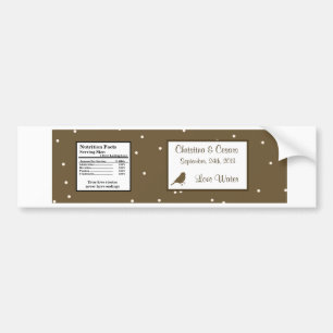 Water Bottle Label Birds on Brown Polka Dot Cream