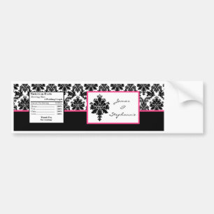 Water Bottle Label Black Hot Pink Damask Lace Prin