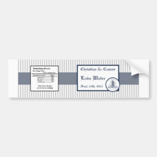 Water Bottle Label Blue Seahorse stripes beach oce