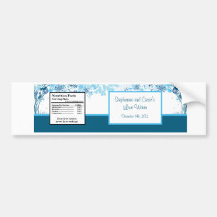 Water Bottle Label  Blue Tree / Snowflakes