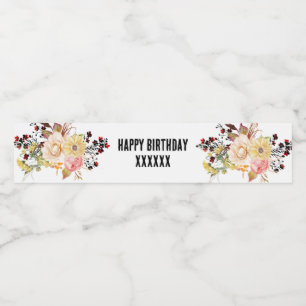 water bottle LABEL - boho floral