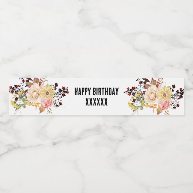 water bottle LABEL - boho floral (Single Label)