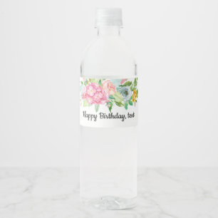 water bottle LABEL - boho floral