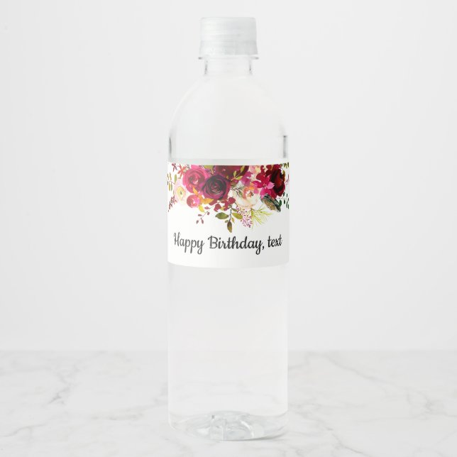 water bottle LABEL - boho floral (Front)