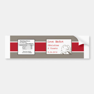 Water Bottle Label Crimson Red Grey Bg White Swirl