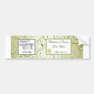 Water Bottle Label Green Apple Swirls Fruit
