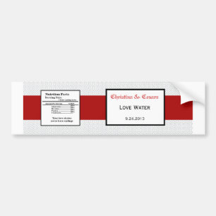 Water Bottle Label Grey Red Formal Print