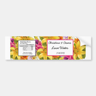 Water Bottle Label Hawaiian Exotic Flowers Colorfu