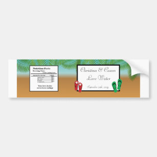 Water Bottle Label His/Hers Sandals On Beach plam