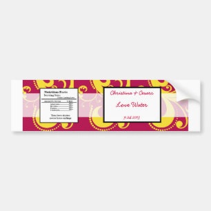 Water Bottle Label Hot Pink/Yellow Swirls Dots