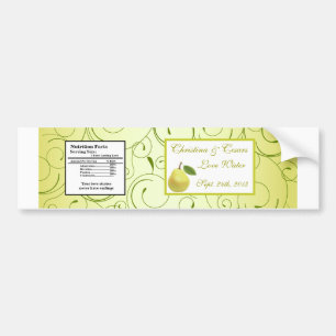Water Bottle Label Lime Green Pear Swirls