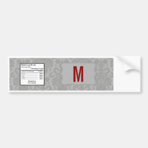 Water Bottle Label Modern Grey Damask Lace Print