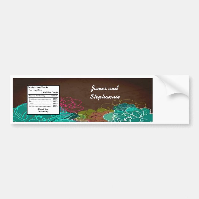 Water Bottle Label Neon Spring Floral Flower Bloss (Front)