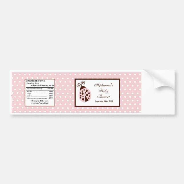 Water Bottle Label Pink Ladybug (Front)