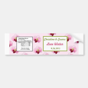 Water Bottle Label Pink Orchid Long Stem Flower Gr