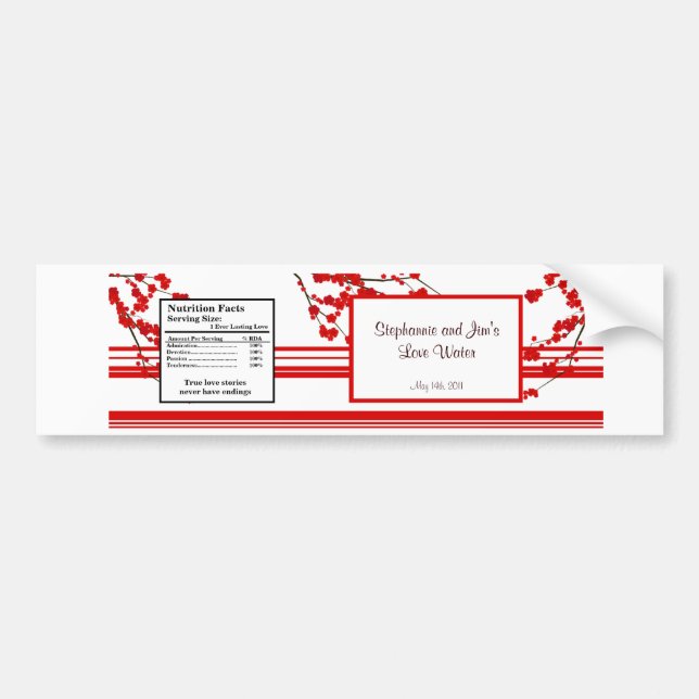 Water Bottle Label Red Cherry Blossom (Front)