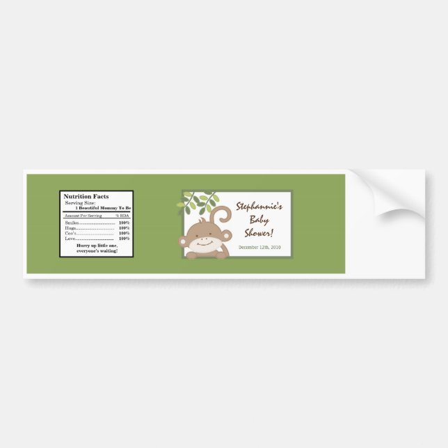 Water Bottle Label Safari Jungle Monkey Green (Front)