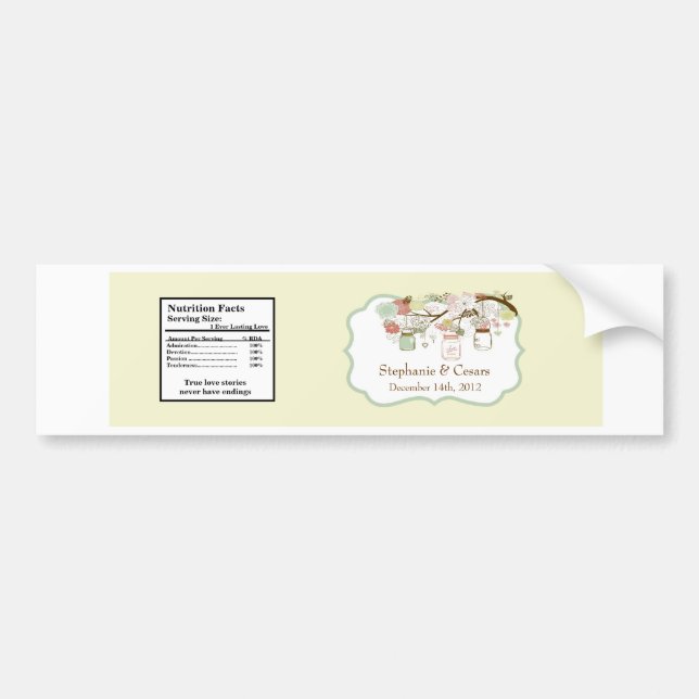 Water Bottle Label Spring Floral Mason Jars green (Front)