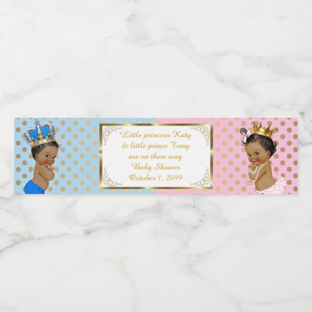 Water Bottle Label,Twin baby shower, blue pink 2 Label (Single Label)