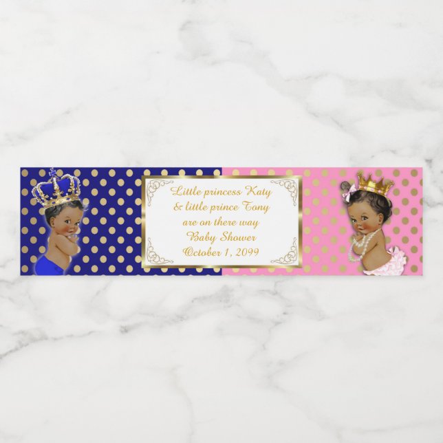 Water Bottle Label,Twin baby shower, blue pink Water Bottle Label (Single Label)