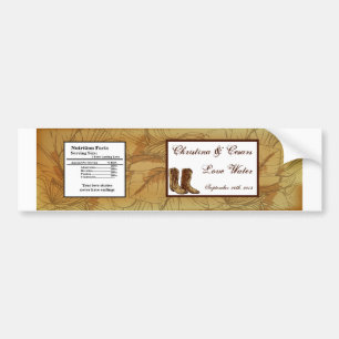 Water Bottle Label Western Cowgirl Hat/Boots Brown