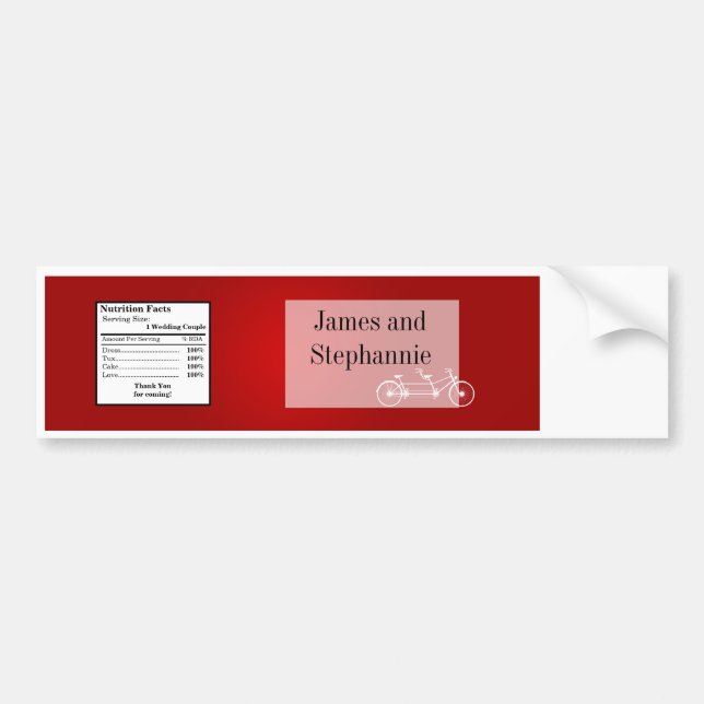 Water Bottle Label Whimsical Red Double Bike (Front)