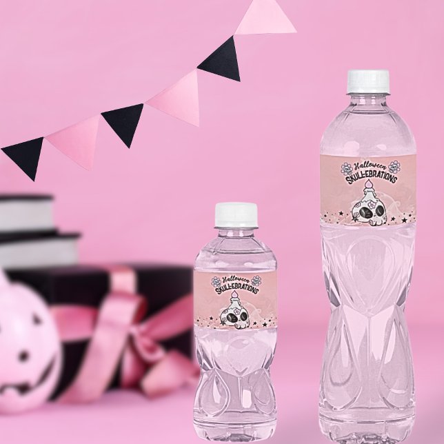 Water bottle labels Halloween SKULL-EBRATION (Creator Uploaded)