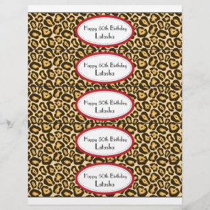 Water Bottle Labels   Red and Leopard Print