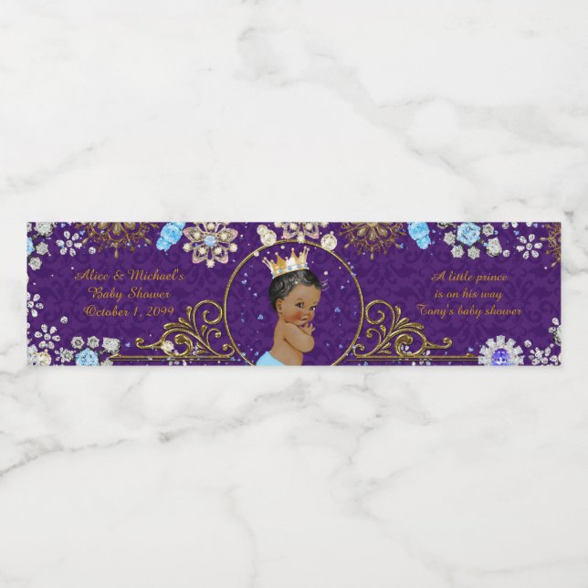 Water Bottle Labels,Tony's baby shower,purple Water Bottle Label (Single Label)