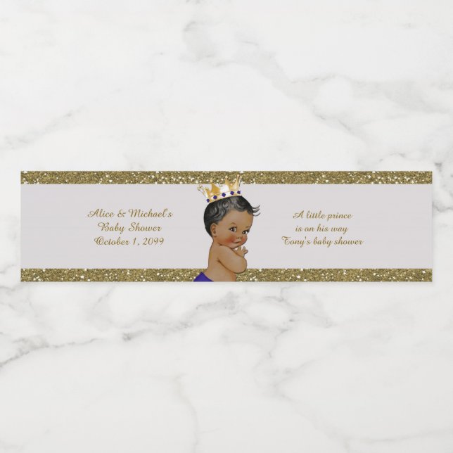 Water Bottle Labels,Tony's baby shower, white gold Water Bottle Label (Single Label)