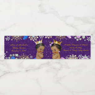 Water Bottle Labels twin,baby shower,purple gold