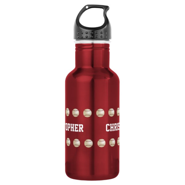 Water Bottle, Personalised, Baseball, Red 532 Ml Water Bottle (Front)