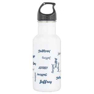 Water Bottle, Personalised, Name Blue on Silver 532 Ml Water Bottle