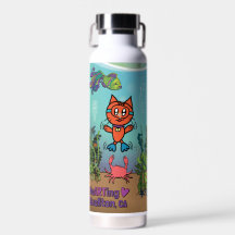 Water Bottle - Scuba Cat - Buellton.Art