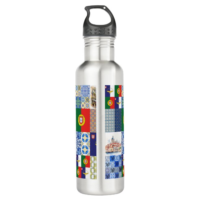 Water Bottle, Stainless Steel, 24 oz Portugal Flag 710 Ml Water Bottle (Back)