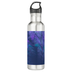 Water Bottle Transparent Blue Petals Fractal