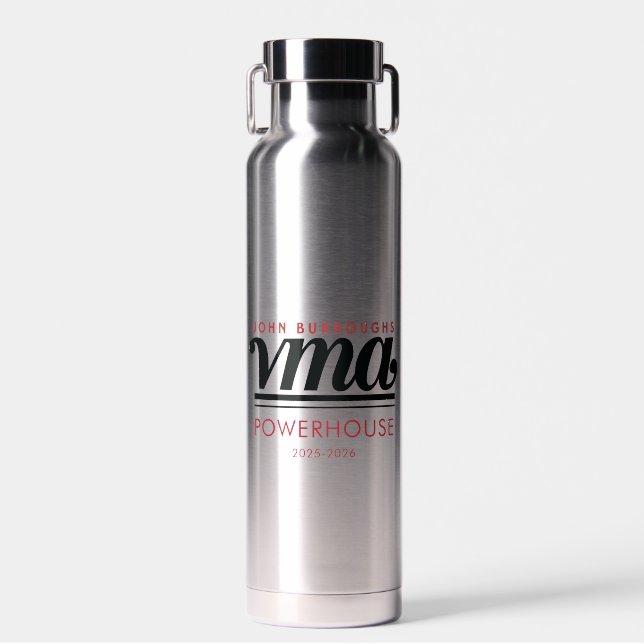 Water Bottle with Black Cursive Name, Phone, Year (Front)