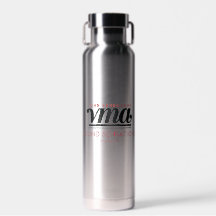 Water Bottle with Black Cursive Name, Phone, Year