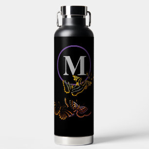Water Bottle WITH BUTTERFLIES AND CUSTOM INITIAL M