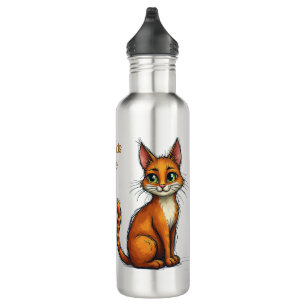 Water Bottle with cat design and slogan for dad