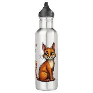 Water Bottle with cat design and slogan for dad