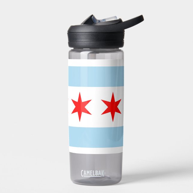 Water bottle with flag of Chicago City, U.S. (Left)