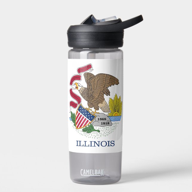 Water bottle with flag of Illinois State, U.S. (Left)