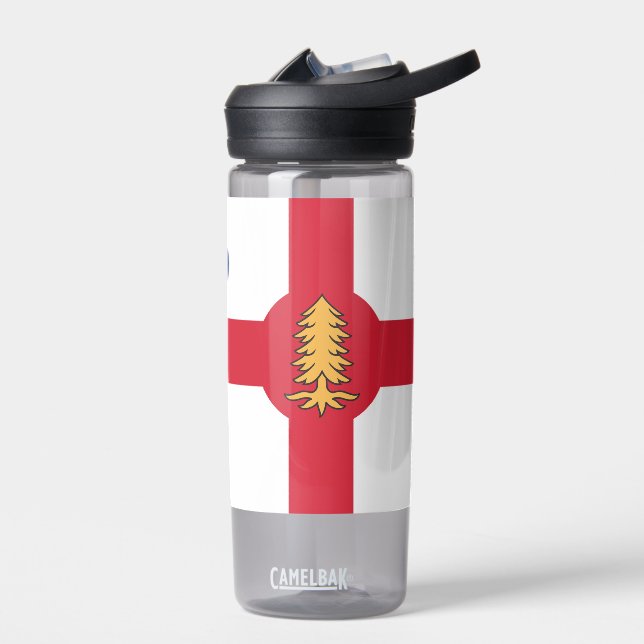 Water bottle with flag of Montreal, Quebec, Canada (Left)